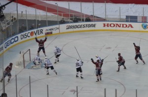 Troy Brouwer's power-play goal with 12.9 seconds left was the difference in the Capitals' 3-2 win over the Blackhawks in the Winter Classic on Jan. 1. (Chris Swanson)