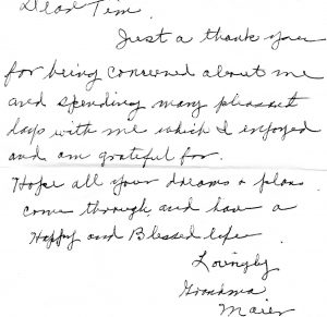 Lillian would pass away a few years after she moved to Colorado. After her death, this note was found in her belongings.