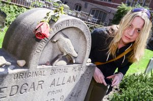Laureen Russell visits the Poe grave for the first time.