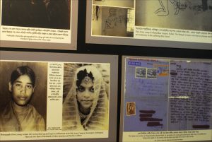 Black-and-white photographs of some of the estimated 200,000 Bangladeshi girls and women raped by Pakistani soldiers during the 1971 war of independence are displayed at the Liberation War Museum in Dhaka.