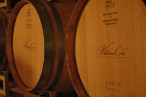 Barrels of Cabernet Sauvignon at William Cole Vineyards.