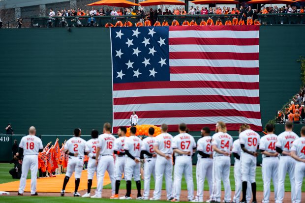 Baltimore Orioles vs New York Yankees at Oriole Park at Camden Yards for 2019 home opener. April 4, 2019. (Credit Michael Jordan/BPE)