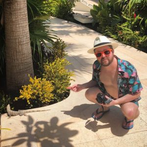 Leonard Kinsey with a small, reptilian friend at the Breathless Riviera Cancun Resort and Spa in Mexico. (Leonard Kinsey)