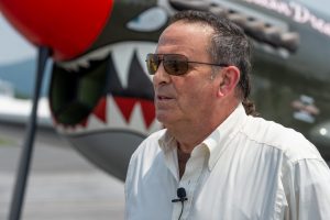 Reading (PA) - Robert Mastandrea discussing his flight on the Warbird Adventures TP-40 Warhawk at the Mid-Atlantic Air Museum WWII Weekend. (Michael Jordan/BPE)