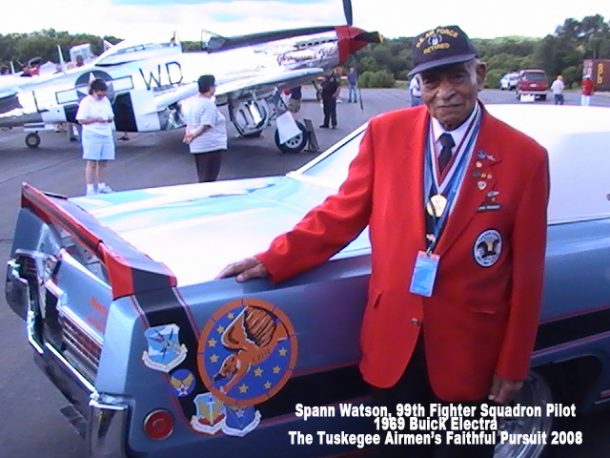 Tuskegee Airman Lt. Col. Spann Watson in Endicott, NY in 2008 at a Lockheed-Martin Family Day. (credit Michael Joseph)