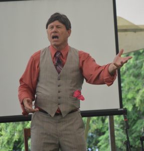 Historian Doug Mishler appeared as Evangelist Billy Sunday at the 2019 Mountain Lake Park Chautauqua Then & Now.. (Anthony C. Hayes)