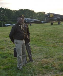 Micheal Joseph pictured here with Michael Joseph III) said he believes that presenting the history of the Tuskegee Airmen while in uniform aids in telling their story. Joseph attended the 2019 national Warplane Museum Airshow in Geneseo, NY. Anthony C. Hayes)