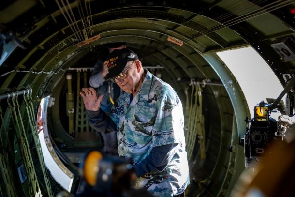Retired Colonel James C. (“Jimmie Dee”) Dieffenderfer was a member of the 43rd Bombardment Group. Images from the Oct 24, 2019 EEA B-17-G Aluminum Overcast visit to the Manassas Regional Airport. (Credit Mike Jordan/BPE)