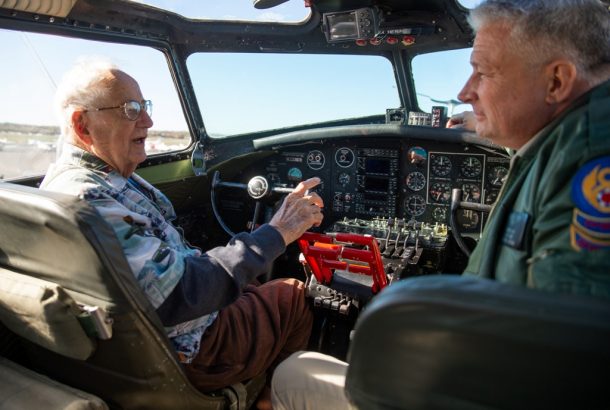 Retired Colonel James C. (“Jimmie Dee”) Dieffenderfer was a member of the 43rd Bombardment Group. Images from the Oct 24, 2019 EEA B-17-G Aluminum Overcast visit to the Manassas Regional Airport. (Credit Mike Jordan/BPE) 