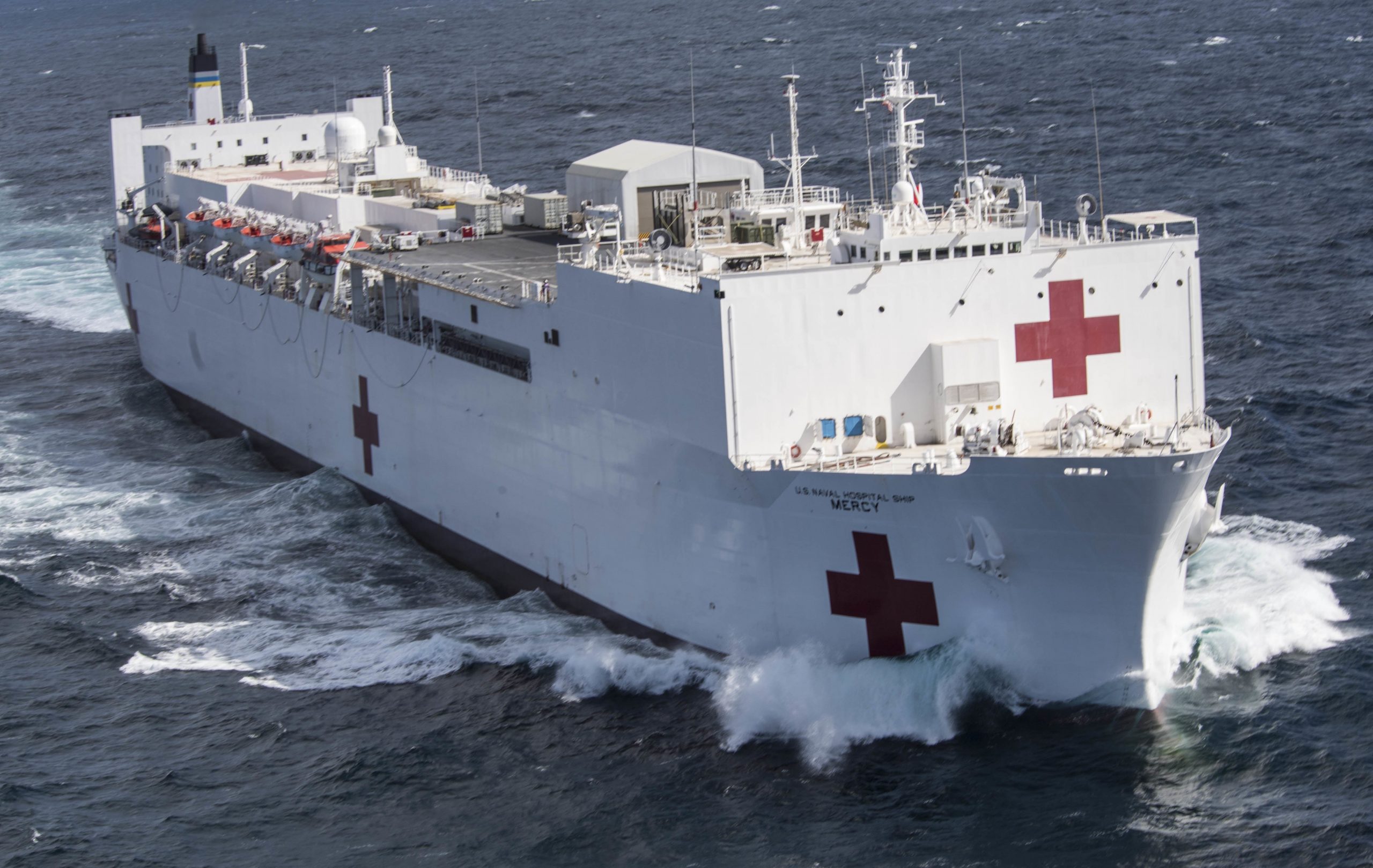 Military Sealift Command hospital ship USNS Mercy (T-AH-19) departs Naval Base San Diego in support of Pacific Partnership 2018 (PP18) on Feb. 23, 2018. US Navy Photo