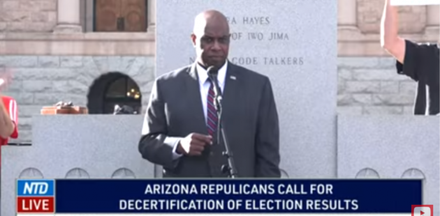 Arizona Republican Representative Walter Blackman at decertification rally 12.07.2020 YouTube screenshot