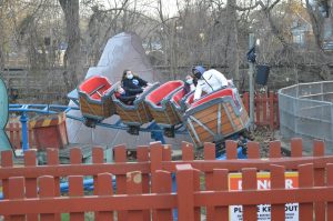 A child's roller coaster ride at Six Flags Holiday in the Park. (credit Anthony C. Hayes/BPE)