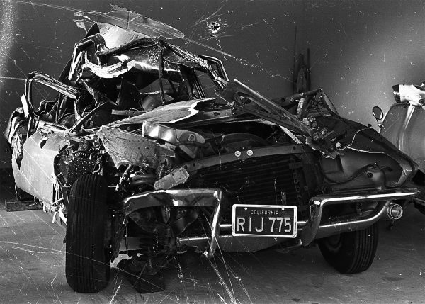 Deadman's Curve_Jan Berry's demolished Corvette Sting Ray, in the garage at his home on Park Lane Circle, April 1966. Credit: Courtesy Billy Berry.