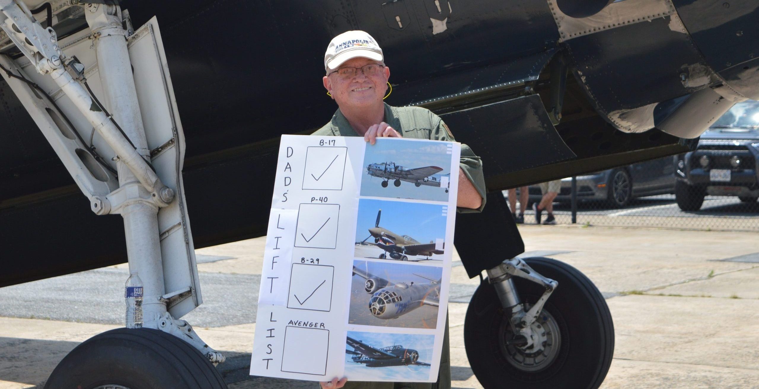 Warbirds Showcase: Marylander Thomas Dembeck shows off his "Lift List" before boarding the TBM Avenger "Doris Mae" at the 2021 Commemorative Air Force Warbirds Showcase in Frederick, MD. (credit Anthony C. Hayes/BPE)