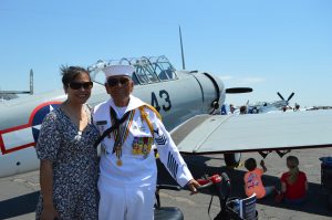 Fame Academia and his daughter Lynnette Herbine pose for a picture at the MAAM WWII Weekend. (credit Anthony C. Hayes)