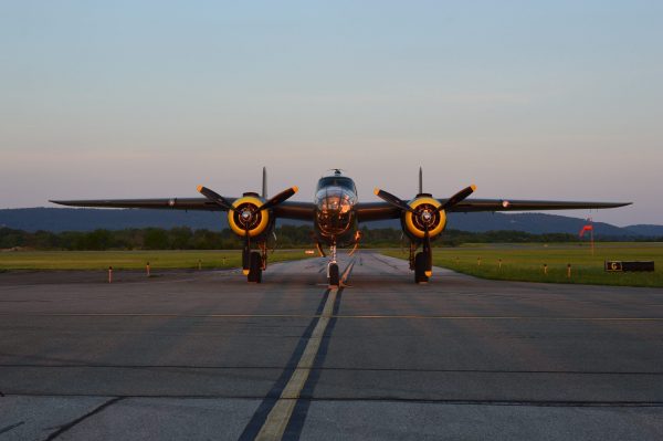 The Yankee Air Museum’s North American B-25 “Mitchell” Rosie’s Reply. Night Engine-Run Photo Shoot: MAAM WWII Weekend 2021 (credit Anthony C. Hayes) 