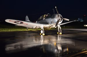 MAAM 2021 Night Engine-Run Photo Shoot: The Commemorative Air Force’s Douglas SBD-5 “Dauntless” Lady in Blue. (Credit Anthony C. Hayes)