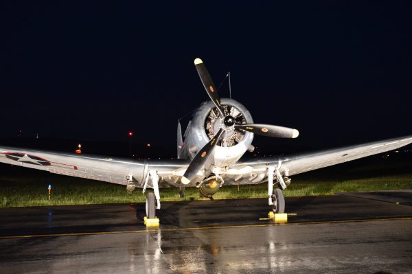 MAAM 2021 Night Engine-Run Photo Shoot: The Commemorative Air Force’s Douglas SBD-5 “Dauntless” Lady in Blue. (Credit Anthony C. Hayes)