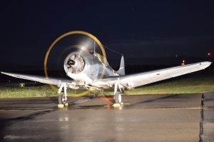 MAAM 2021 Night Engine-Run Photo Shoot: The Commemorative Air Force’s Douglas SBD-5 “Dauntless” Lady in Blue. (Credit Anthony C. Hayes)