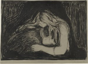 Women Behaving Badly: : 400 Years of Power and Protest at the BMA: Edvard Munch. Vampire.1895. The Baltimore Museum of Art: Board of Trustees Fund. BMA 1954.1© Edvard Munch / Artists Rights Society (ARS), NY / ADAGP, Paris