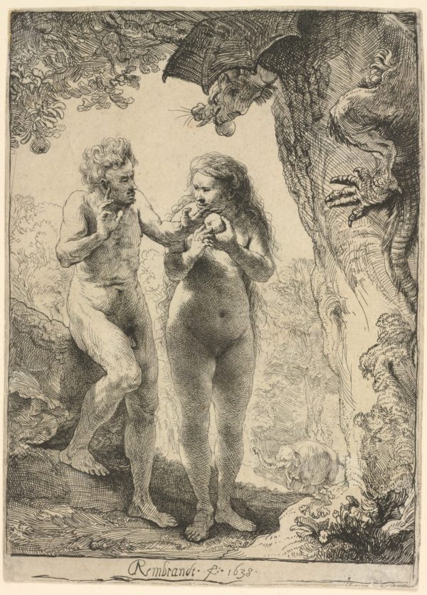 Women Behaving Badly: 400 Years of Power and Protest: Rembrandt van Rijn. Adam and Eve. 1638. The Baltimore Museum of Art: Gift of Alfred R. and Henry G. Riggs in Memory of General Lawrason Riggs.BMA 1943.32.221