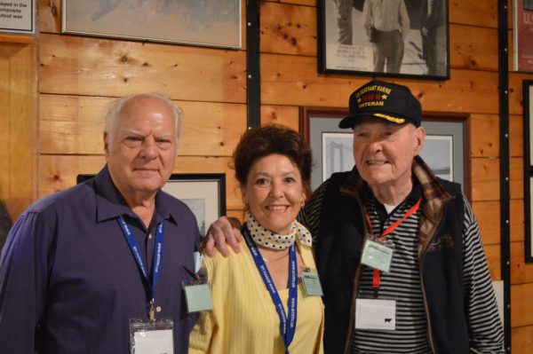 Merchant Marine Vet George Offenhauser (r) was joined aboard the John W. Brown by his son-in-law Vance and daughter Rosalie. (Anthony C. Hayes)