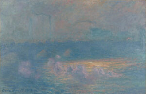 Claude Monet’s “Waterloo Bridge, Sunlight Effect with Smoke” (1903) on display in “Crosscurrents, Air Quality & Watershed” the newest offering at the Baltimore Museum of Art (BMA)