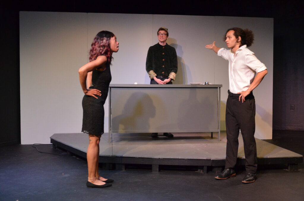Variations On Night: ReginaGinaG, Pablo Akira, and Anthony Ross Ocampo in "The Nicest Hotel in All of Iceland" by Allegra Hatem. (Rapid Lemon Productions)