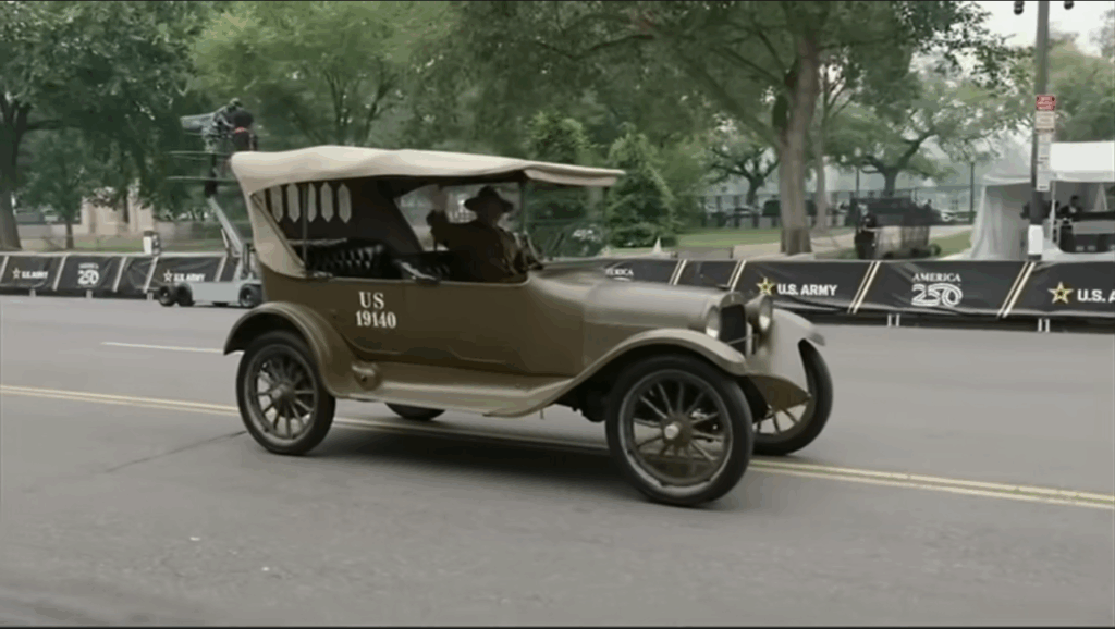 Army 250th Celebration: The oldest vehicle on parade was Mark Ounan's 1918 Dodge.