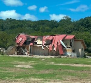 Hurricane Katrina crisis response aftermath: Some of the storm damage near Hunt, Texas by the Texas Hill country floods that occurred on July 4th this year. (courtesy Mark Manning)