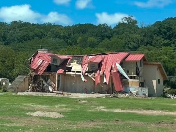 Hurricane Katrina crisis response aftermath: Some of the storm damage near Hunt, Texas by the Texas Hill country floods that occurred on July 4th this year. (courtesy Mark Manning)