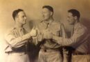 Brothers in Arms: Baltimore's Ace, Larry, and Rock Rosner: Ace (left), Larry (middle), and Rock (right) Rosner meet up at OCS (Officer Candidate School) at Fort Benning, GA in 1942. A newspaper clipping recognizes the three brothers for making the rank of Lieutenant.