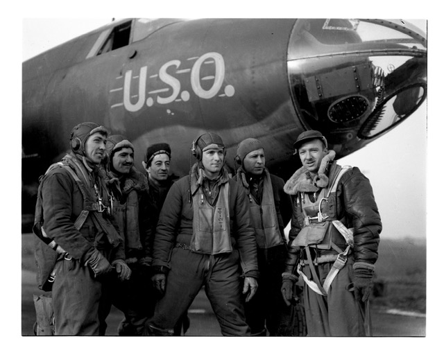 Brothers in Arms: Baltimore's Ace, Larry, and Rock Rosner: Norman M. “Rock” Rosner (center) with his B-26 Martin Marauder bomber crew joined by reporter Walter Cronkite (far right) in WWII.