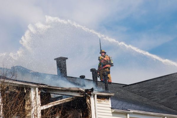 A fire and a possible explosion ripped through an apartment building in the 2400 block of Bytham Court at the Diamond Ridge Luxury Apartment Complex in Windsor Mill, Maryland (Credit Michael Jordan / BPE)