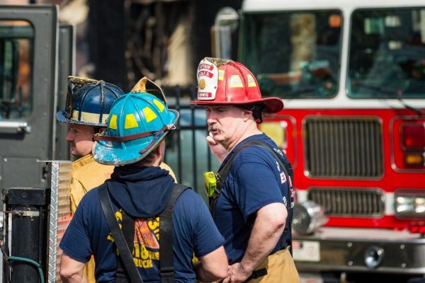 A fire and a possible explosion ripped through an apartment building in the 2400 block of Bytham Court at the Diamond Ridge Luxury Apartment Complex in Windsor Mill, Maryland (Credit Michael Jordan / BPE)