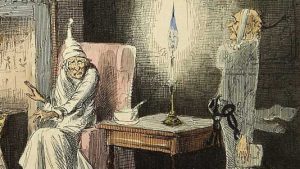Scrooge and Marley illustrated by John Leech, from the 1843 first edition.
