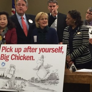 Photos by Bryan Renbaum, MarylandReporter.com. Farmer Carole Morrison is at center surrounded by legislators sponsoring the bill.