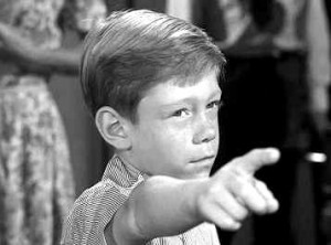 Billy Mumy wishing someone into the cornfield in a screenshot from the Twilight Zone episode "It's a Good Life".