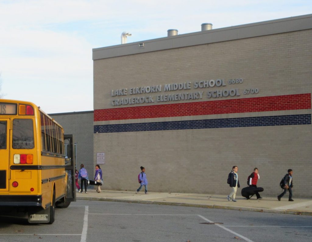 Lake Elkhorn Middle School and Cradlerock Elementary School are the new names for what started out as Owen Brown Middle School and Dasher Green Elementary School. Photo by Len Lazarick