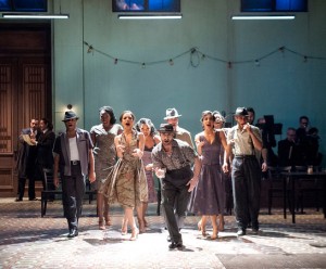 The ensemble of CARMEN: AN AFRO-CUBAN JAZZ MUSICAL directed by Moisés Kaufman, choreography by Sergio Trujillo (photo: Stan Barouh)