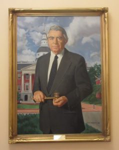 This portrait of Sen. James Clark Jr. hangs with those of other Senate presidents in the foyer of the James Senate Office Building in Annapolis. Photo by Len Lazarick