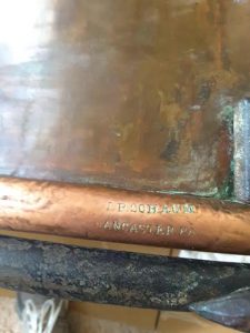Copper kettle marked by Pennsylvania craftsman J.P. Schaum. (David Bezayiff)