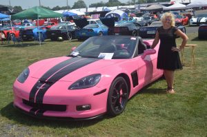 Tracie Jones with her pink Corvette at Corvettes at Carlisle (Anthony C. Hayes)