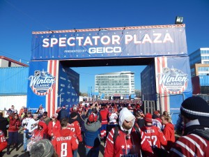 Thousands of fans participated in free games and photo opportunities at the Spectator Plaza, which was across the street from Nationals Park. (Jon Gallo)
