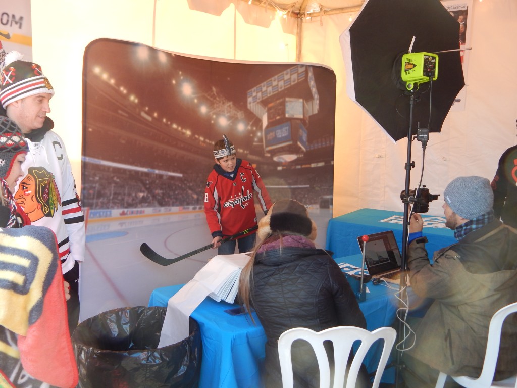 Fans got a chance to be featured on their own hockey card at the Spectator Plaza throughout the WInter Classic. (Jon Gallo)