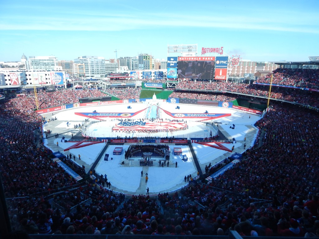 Nationals Park was converted into an NHL arena, complete with a replica Capitol Building and reflecting pool. (Chris Swanson)