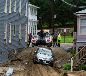 May 28, 2018, Ellicott City, Md. - Aftermath of the May 27th storm that produced over 8 inches of rainfall in a very short period of time across Howard County. The downpour caused massive flooding through Ellicott City devastating Main Street homes and business. This flood is reminiscent of the 2016 flood from which the community still haven't fully recovered. (Mike Jordan / BPE)