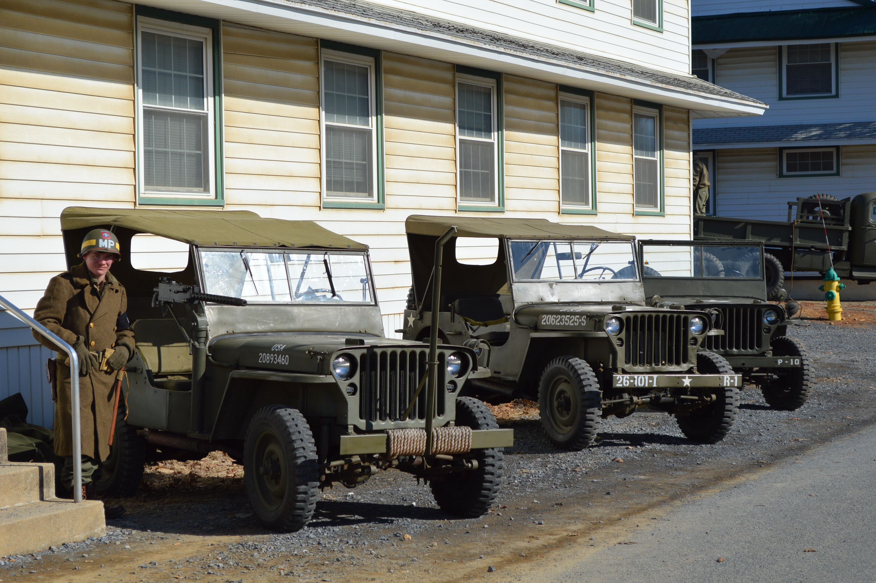 WWII-era jeeps sit idle at the 2018 WWII Historical Association's annual Battle of the Bulge Commemoration at Fort Indiantown Gap, PA. credit Anthony C. Hayes