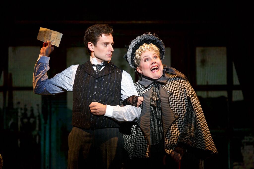 Kevin Massey and Mary VanArsdel in the touring production of A Gentleman's Guide to Love and Murder.