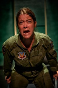 Unhinged by the stress of her new job, Megan Anderson as the grounded pilot loses it. (ClintonB Photography) 